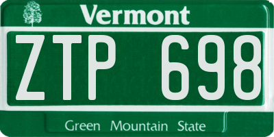 VT license plate ZTP698