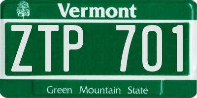 VT license plate ZTP701