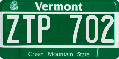 VT license plate ZTP702