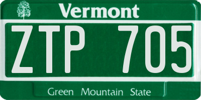 VT license plate ZTP705