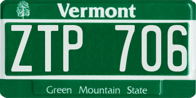 VT license plate ZTP706