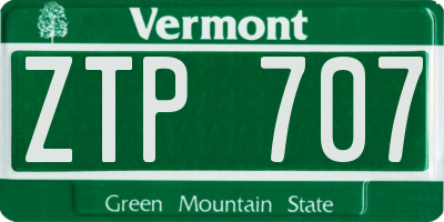 VT license plate ZTP707