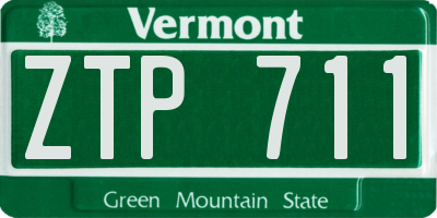 VT license plate ZTP711