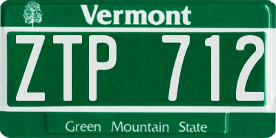 VT license plate ZTP712