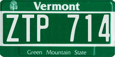VT license plate ZTP714