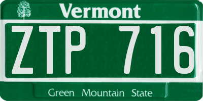 VT license plate ZTP716