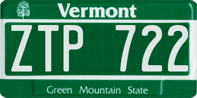 VT license plate ZTP722