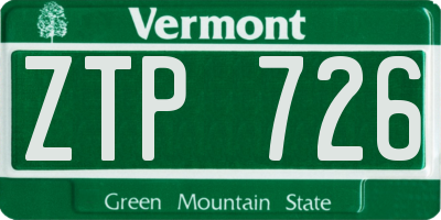 VT license plate ZTP726