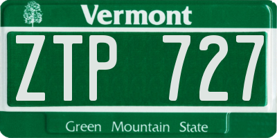 VT license plate ZTP727