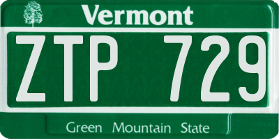 VT license plate ZTP729