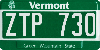 VT license plate ZTP730