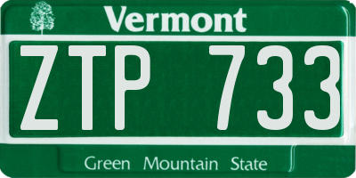 VT license plate ZTP733