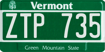 VT license plate ZTP735