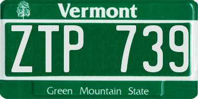 VT license plate ZTP739