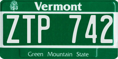 VT license plate ZTP742