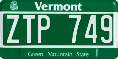 VT license plate ZTP749
