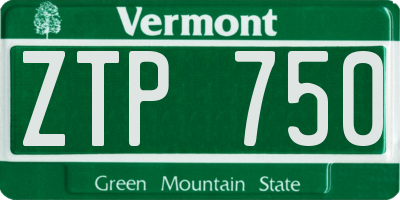 VT license plate ZTP750
