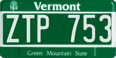 VT license plate ZTP753