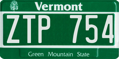 VT license plate ZTP754