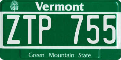 VT license plate ZTP755