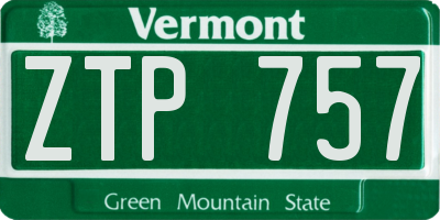 VT license plate ZTP757