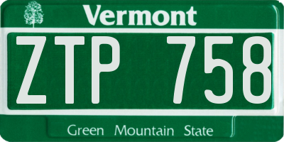 VT license plate ZTP758