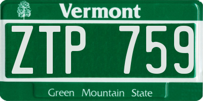 VT license plate ZTP759