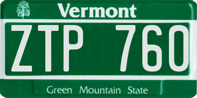 VT license plate ZTP760