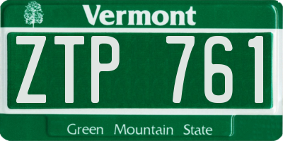 VT license plate ZTP761
