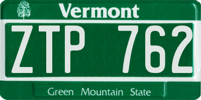VT license plate ZTP762