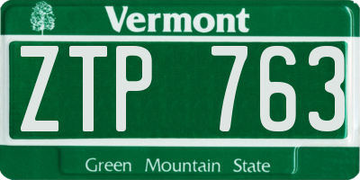 VT license plate ZTP763