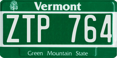 VT license plate ZTP764