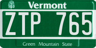 VT license plate ZTP765