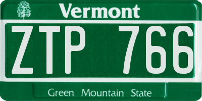 VT license plate ZTP766