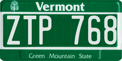 VT license plate ZTP768