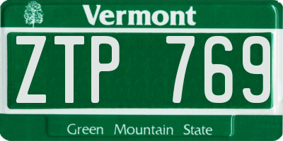 VT license plate ZTP769