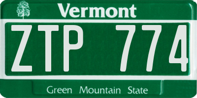 VT license plate ZTP774