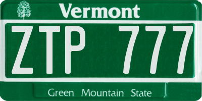 VT license plate ZTP777