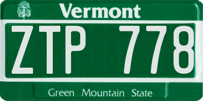 VT license plate ZTP778