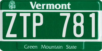 VT license plate ZTP781