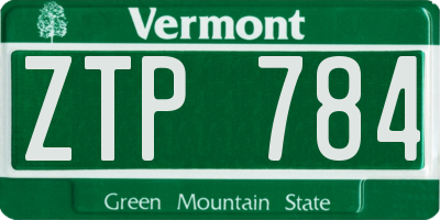 VT license plate ZTP784