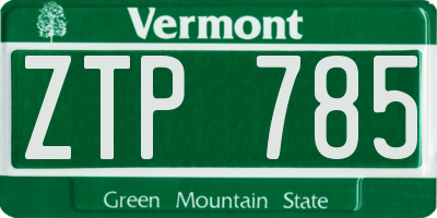 VT license plate ZTP785