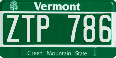 VT license plate ZTP786