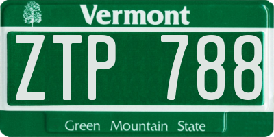 VT license plate ZTP788