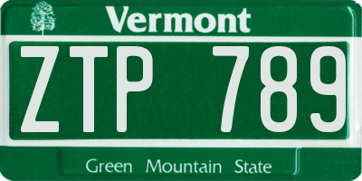 VT license plate ZTP789