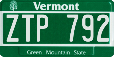 VT license plate ZTP792