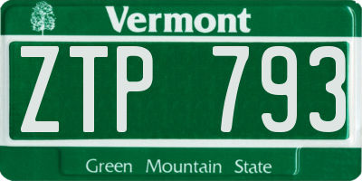 VT license plate ZTP793