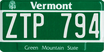 VT license plate ZTP794
