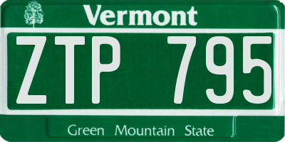 VT license plate ZTP795