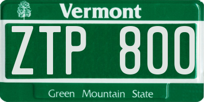 VT license plate ZTP800